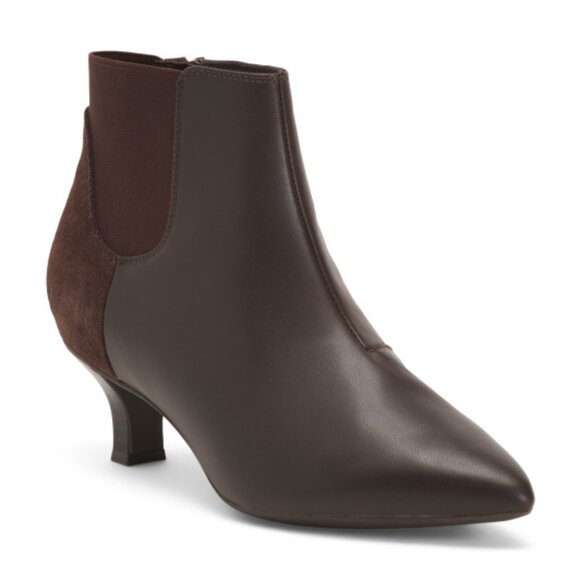 CLARKS Leather Kepley Erin Kitten Heel Comfort Booties - Picture 1 of 2